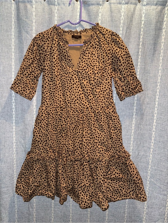 J. Crew Dresses & Skirts - J. Crew Brown Polka Dot Tiered Wrap-Style Mini Dress